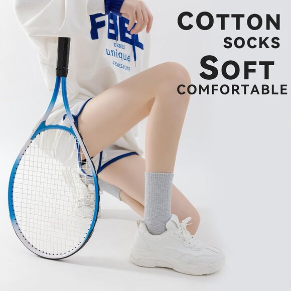 🆕 Women Grey Moisture Wicking Calf Socks Cotton Thin Soft Casual Sport Wear - Picture 5 of 6